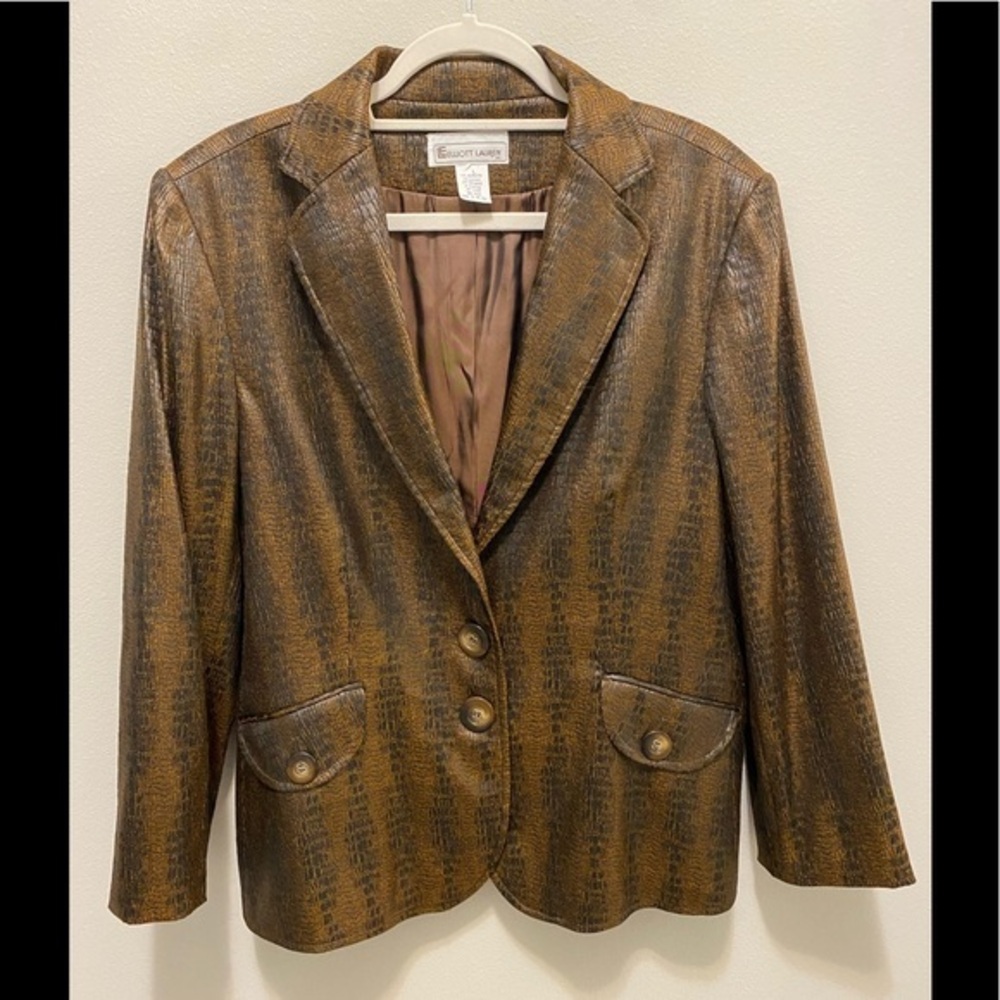 Elliott Lauren Brown Metallic Textured Blazer